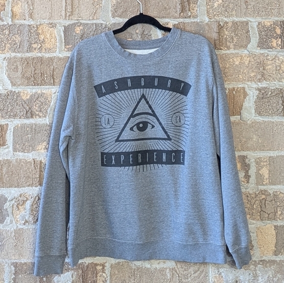 The Ashbury Experience All Seeing Eye Crew Neck Sweatshirt Medium Heather Gray - Picture 8 of 8